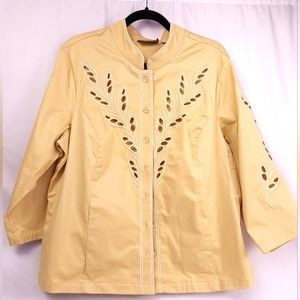 Bob Mackie Wearable Art - Long Sleeve - Golden Button Down - Size XL